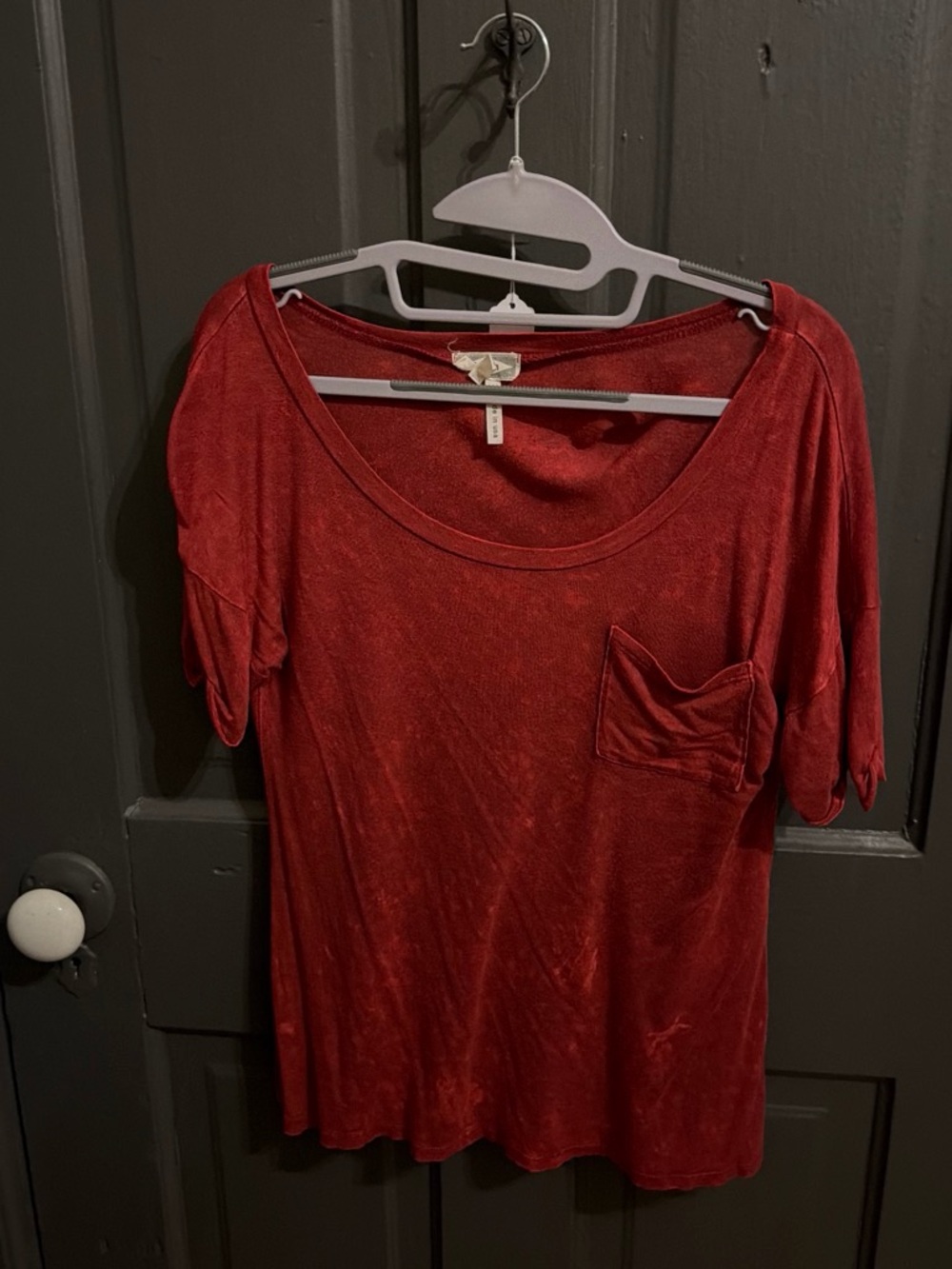 Women's Scoop Neck Pocket Tee - Red